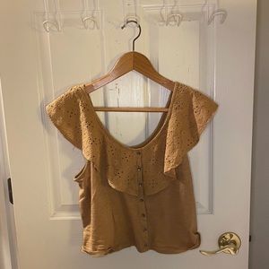 American Eagle mustard yellow eyelet scoop neck!